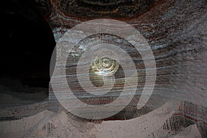 Rock wall with traces of crushing