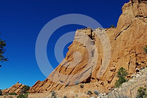 Rock wall under blue sky, Utah