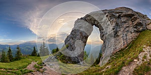 Rock Window in mountain landscape