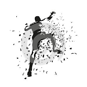 Rockclimbing, climber, isolated vector silhouette with distortion effect