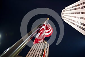 Rockefeller Center with US flag