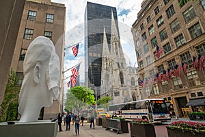 Rockefeller Plaza, Picture of Frieze Sculpture `Behind the Walls`, NYC