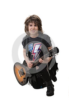 Rocker boy with electric guitar