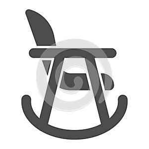 Rocker chair solid icon. Wood nursing rocker stool for rest glyph style pictogram on white background. Children rocking