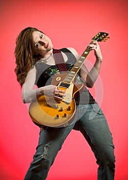 Rocker Girl Musician Electric Guitar Player