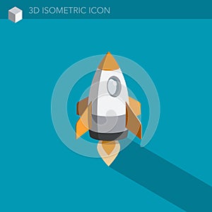 Rocket 3D isometric web icon