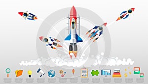 Rocket 5 model for success Creative business thinking,set icon,modern Idea concept vector illustration Infographic template.