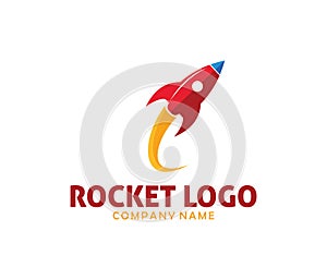 Rocket advance technology launching logo design