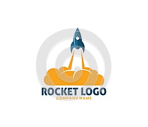 Rocket advance technology launching logo design