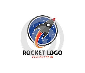 Rocket advance technology launching logo design