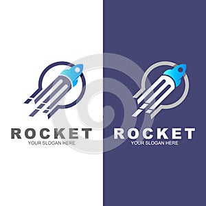 Rocket advance technology launching vector logo design