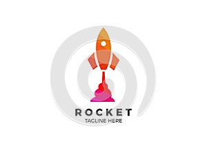 Rocket advance technology launching vector logo design