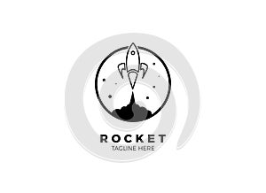 Rocket advance technology launching vector logo design