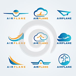 Rocket and air plane logo vector set design