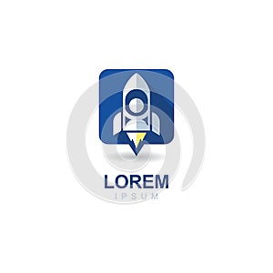 Rocket with astronaut, vector logo icon