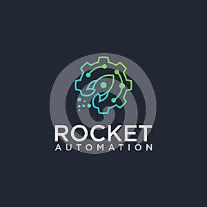 Rocket automation logo design template