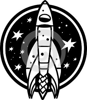 Rocket - black and white isolated icon - vector illustration