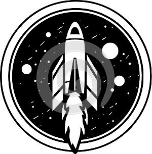 Rocket - black and white isolated icon - vector illustration