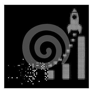 White Dissolved Pixel Halftone Rocket Business Start Icon