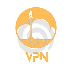 rocket circle with VPN and VPN writing symbols icon. VPN protects security concept. Logo design template elements