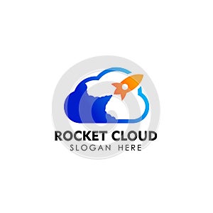 rocket cloud logo design template. cloud tech logo design template