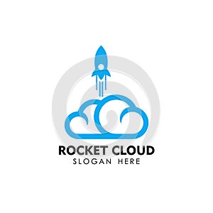 rocket cloud logo design template. cloud tech logo design template