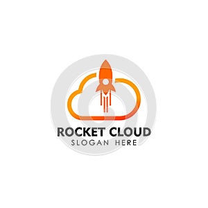 rocket cloud logo design template. cloud tech logo design template