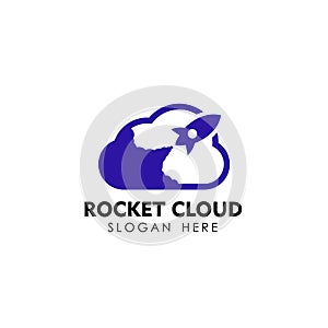 rocket cloud logo design template. cloud tech logo design template