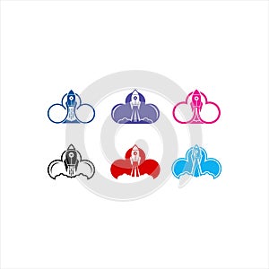 Rocket Cloud logo template. Vector Illustration