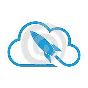 Rocket and cloud, rocket and startup logo