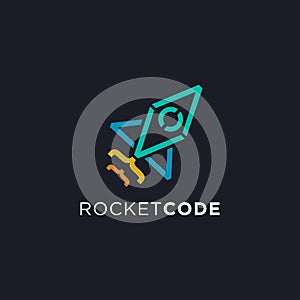 Rocket coding logo icon, programmer logo vector, web development logo icon vector template