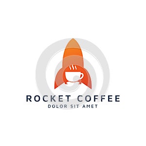 Rocket and coffee negative space logo design