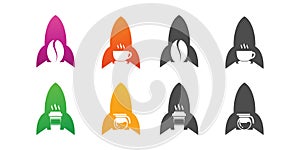 Rocket and coffee negative space logo design