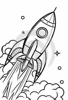 Rocket Coloring Page created with Generative AI Technology