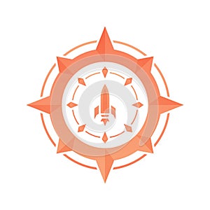 Rocket compass logo gradient design template icon element