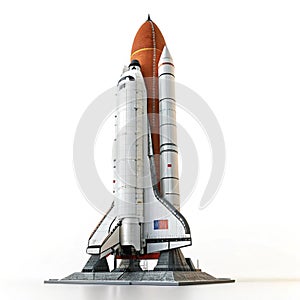 Rocket 3D render isolated on white background