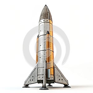 Rocket 3D render isolated on white background