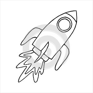 Rocket doodle drawing. Isolated on white background. Sketch elements set for design. Vector hand drawn illustration in