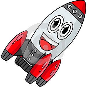 Rocket with Face Vehicle Cartoon Colored Clipart