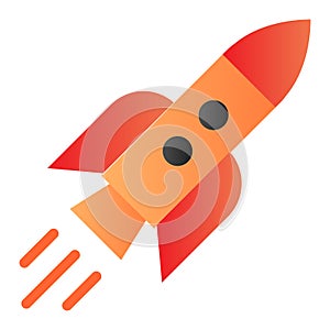 Rocket in flight flat icon. Launch color icons in trendy flat style. Shuttle gradient style design, designed for web and