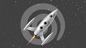 Rocket flying to space cartoon animation as a symbol of stratup business