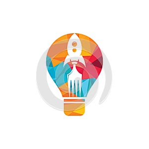 Rocket food with light bulb icon logo design illustration.