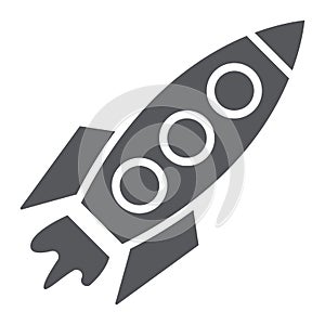 Rocket glyph icon, transportation and space, spaceship sign, vector graphics, a solid pattern on a white background.