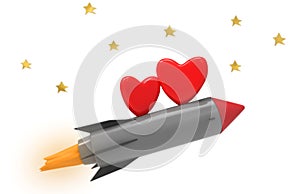 Rocket and hearts