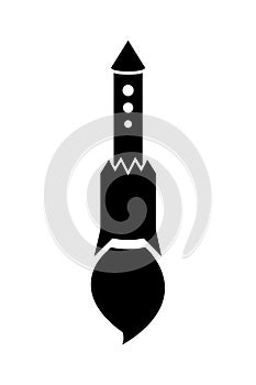 Rocket icon, black silhouette. Vector illustration isolated on white background