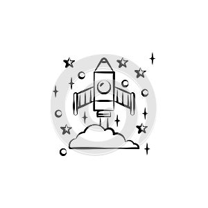 Rocket icon. Element of space hand drawn icon