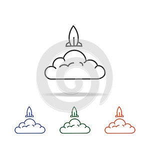 Rocket icon. Element of a space multi colored icon for mobile concept and web apps. Thin line icon for website design and developm
