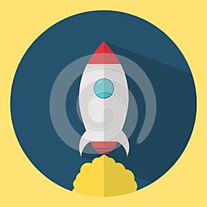 Rocket icon in flat design. Startup