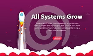 Rocket icon in flat design. Website template design. Responsive web, technology template. Vector EPS 10