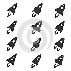 Rocket icon flat style set